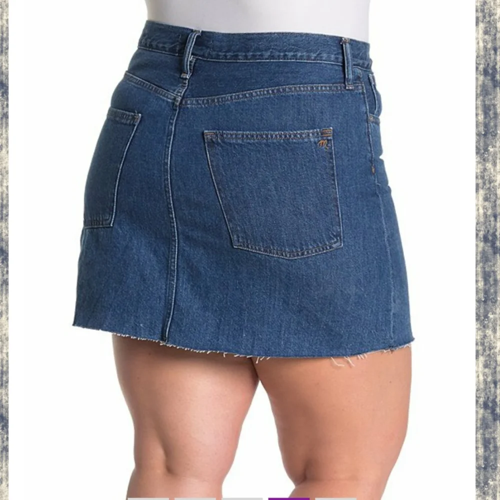 Madewell rigid denim a-line mini jean skirt raw hem